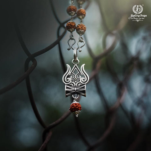 Trishul Damru Rudraksha Pendant with Rudraksha Mala