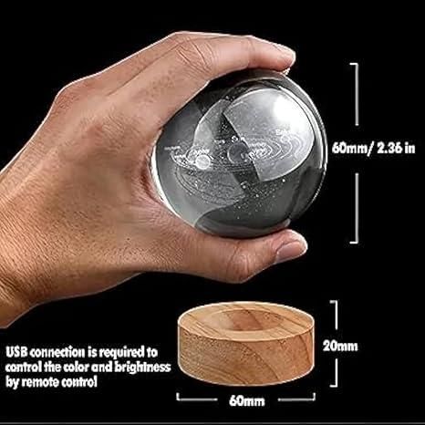 Lord Shiva 3D Crystal Ball Night Lamp with Wooden LED Base for Home Decor
