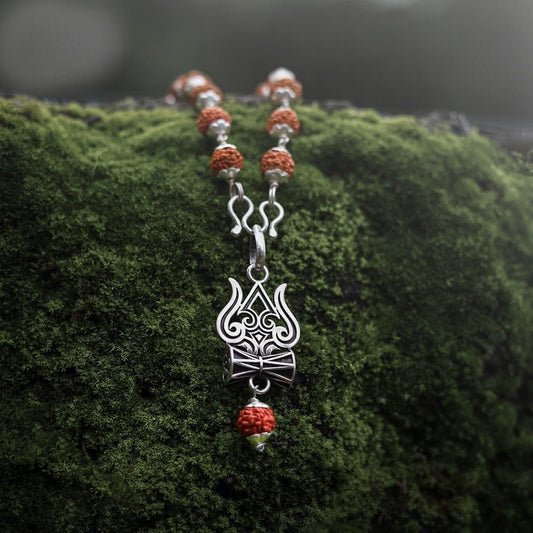 Trishul Damru Rudraksha Pendant with Rudraksha Mala