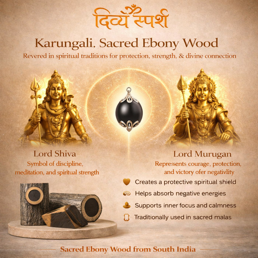 OM Shiva Trishool Karungali Mala – Divine Protection Beads